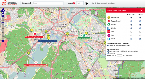 Hier befinden wir uns im Bereich des ViP, der Teil des VBB ist. (VBB/cc-by-sa 2.0 Openstreetmap.org/Screenshot: Golem.de)